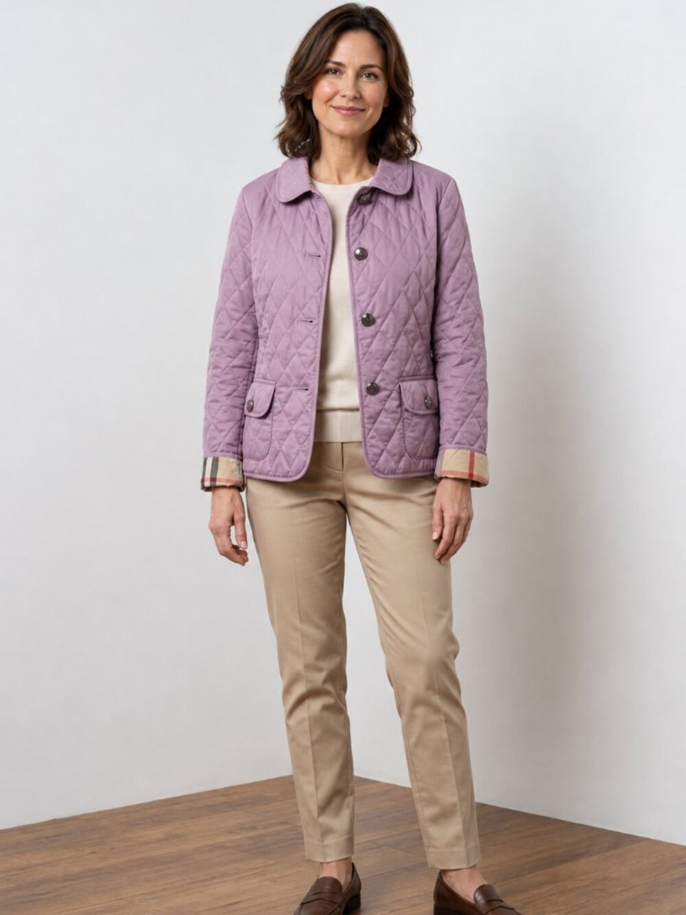 BURBERRY PINK QUILTED JACKET - SIZE: MEDIUM